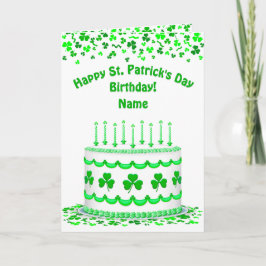聖パトリックの誕生日ケーキのカスタムキャンドルグリーティング カード