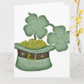 聖パトリックスのためのシャムロックと金ゴールドの多くの カード (黄色い花)