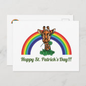 聖パトリックスの日キリンと虹のはがき ポストカード (正面/裏面)