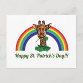 聖パトリックスの日キリンと虹のはがき ポストカード (正面)