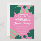 聖パトリックスの日シャムロックグリーンレインボー 招待状 (正面)