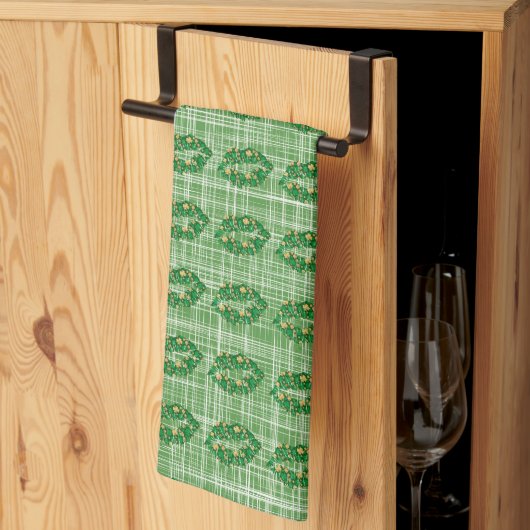 聖パトリックスデイラッキーグリーンリップ キッチンタオル (三つ折り)