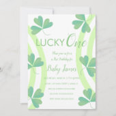 聖パトリックスラッキー1st誕生日の水色クローバー 招待状 (正面)