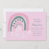 聖パトリックス幸運の最初の誕生日の手の描画レインボー 招待状 (正面)