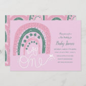 聖パトリックス幸運の最初の誕生日の手の描画レインボー 招待状 (正面/裏面)