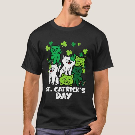 聖パトリック猫の日 猫 ネコ 女性用 ガールズ G Tシャツ (正面)