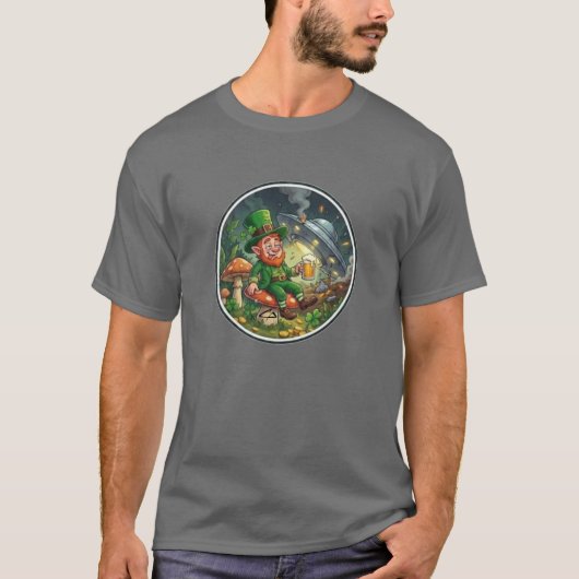 聖パトリック酔っぱらい運転レプラコーンTシャツ Tシャツ (正面)