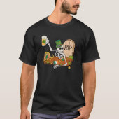 聖パトリック+デー+レプリコーン ビールを飲むスケルトン Tシャツ (正面)