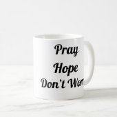 聖パドレピオ、希望の心配は祈ない、カトリックのマグカップ コーヒーマグカップ (正面右)