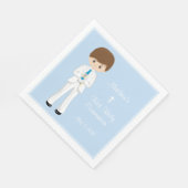 聖パーソナライズされた聖餐式ブルネットボーイ スタンダードランチョンナプキン (角)