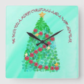聖パーソナライズされた降誕祭お目出度う スクエア壁時計 (正面)