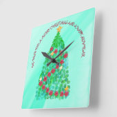 聖パーソナライズされた降誕祭お目出度う スクエア壁時計 (傾斜)