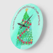 聖パーソナライズされた降誕祭お目出度う ラージ壁時計 (傾斜)