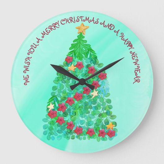 聖パーソナライズされた降誕祭お目出度う ラージ壁時計 (正面)