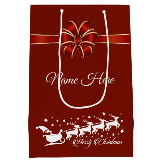 聖パーソナライズされた降誕祭 ミディアムペーパーバッグ (裏面)