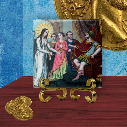 聖フィロメナはディオクレティウス帝の前で裁かれる タイル