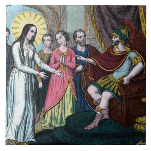 聖フィロメナはディオクレティウス帝の前で裁かれる タイル (正面)