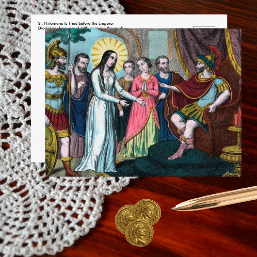 聖フィロメナはディオクレティウス帝の前で裁かれる ポストカード