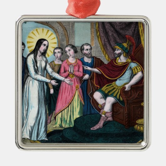 聖フィロメナはディオクレティウス帝の前で裁かれる メタルオーナメント (正面)