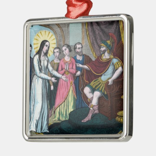 聖フィロメナはディオクレティウス帝の前で裁かれる メタルオーナメント (左)