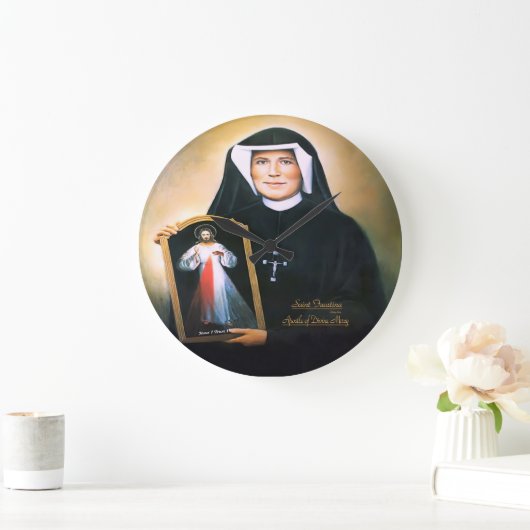 聖フォスティーナ神聖慈悲の使徒 ラージ壁時計 (ホーム)