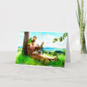 聖フランシスと説教壇の説教者が鳥を取り除く カード (正面)