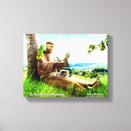 聖フランシスと説教壇の説教者が鳥を取り除く キャンバスプリント