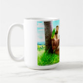 聖フランシスと説教壇の説教者が鳥を取り除く コーヒーマグカップ (左)