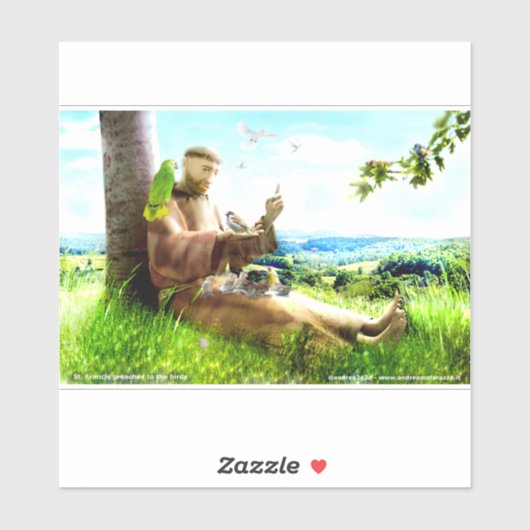 聖フランシスと説教壇の説教者が鳥を取り除く シール (シート)