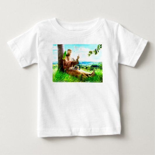 聖フランシスと説教壇の説教者が鳥を取り除く ベビーTシャツ (正面)