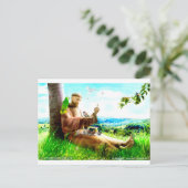 聖フランシスと説教壇の説教者が鳥を取り除く ポストカード (スタンド正面)