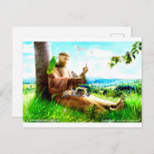 聖フランシスと説教壇の説教者が鳥を取り除く ポストカード (正面/裏面)