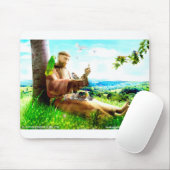 聖フランシスと説教壇の説教者が鳥を取り除く マウスパッド (マウス)