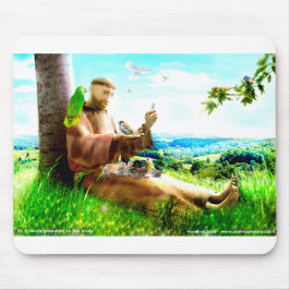 聖フランシスと説教壇の説教者が鳥を取り除く マウスパッド