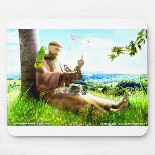 聖フランシスと説教壇の説教者が鳥を取り除く マウスパッド (正面)