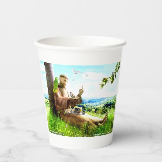 聖フランシスと説教壇の説教者が鳥を取り除く 紙コップ (正面)