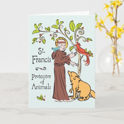 聖フランシスコ 動物の守護カード 犬用 カード (黄色い花)