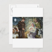 聖フランシス出生シーン，クリスマス，信仰，贈り物 シーズンポストカード (正面/裏面)