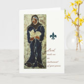 聖フランシス猫を飼っているカトリックの聖人カード カード (黄色い花)