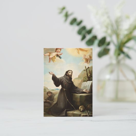 聖フランシス・ローマカトリック祈りの言葉カード プレイスカード (スタンド正面)