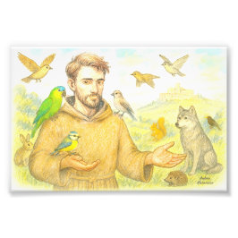 聖フランシス – 鳥や動物への説教 フォトプリント           