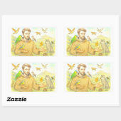 聖フランシス – 鳥や動物への説教 長方形シール (シート)