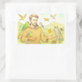 聖フランシス – 鳥や動物への説教 長方形シール (バッグ)