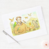 聖フランシス – 鳥や動物への説教 長方形シール (封筒)