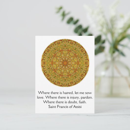 聖フランチェスコ・アッシジの愛と信仰についての名言 ポストカード (スタンド正面)