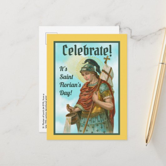 聖フロリアンとバケツ（晴天；M 019） ポストカード (正面/裏面インサイチュ)