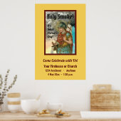 聖フロリアンとバケツ（煙； M 019） ポスター (キッチン)