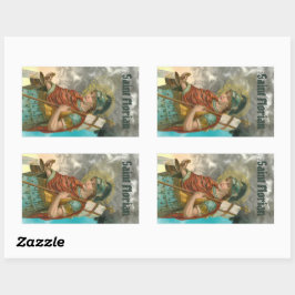 聖フロリアンとバケツ（煙； M 019） 長方形シール