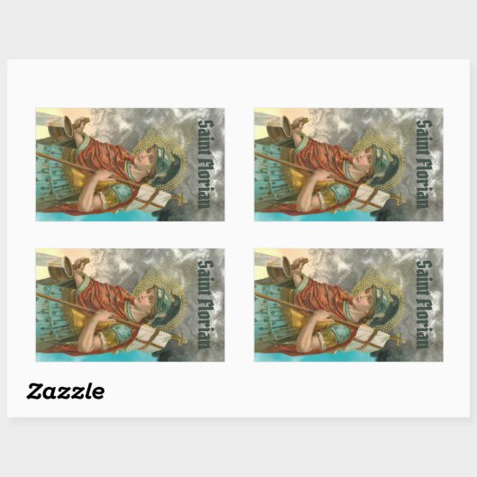 聖フロリアンとバケツ（煙； M 019） 長方形シール (シート)