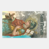 聖フロリアンとバケツ（煙； M 019） 長方形シール (正面)